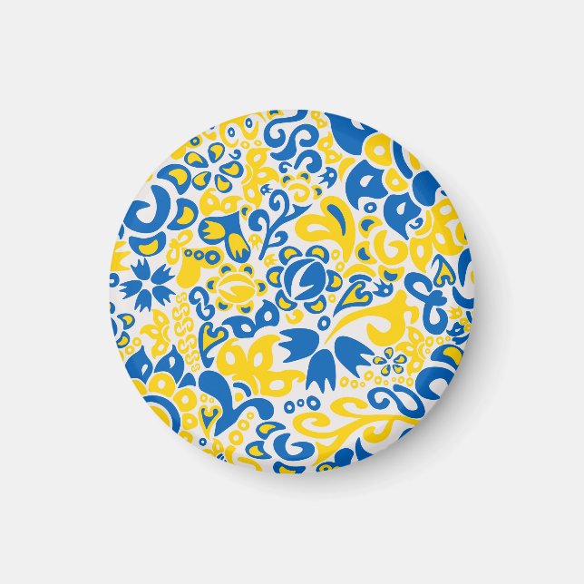 Folklore pattern with Ukrainian flag colours  Magnet (Front)