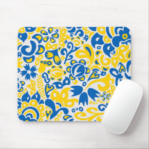 Folklore pattern with Ukrainian flag colours Mouse Mat