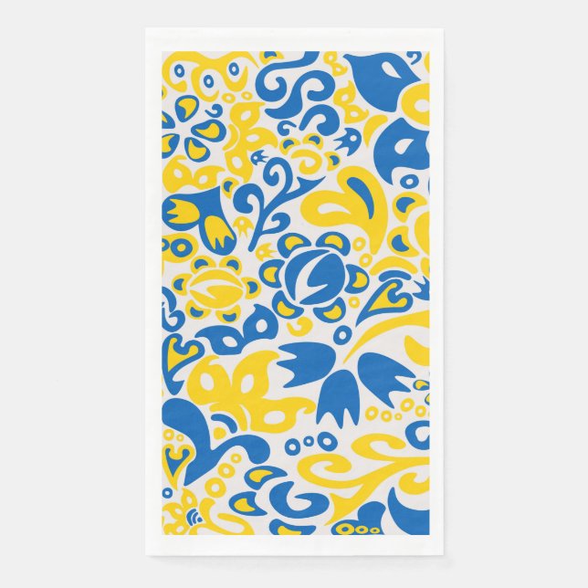 Folklore pattern with Ukrainian flag colours  Napkin (Front)