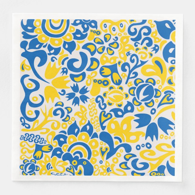 Folklore pattern with Ukrainian flag colours  Napkin (Front)