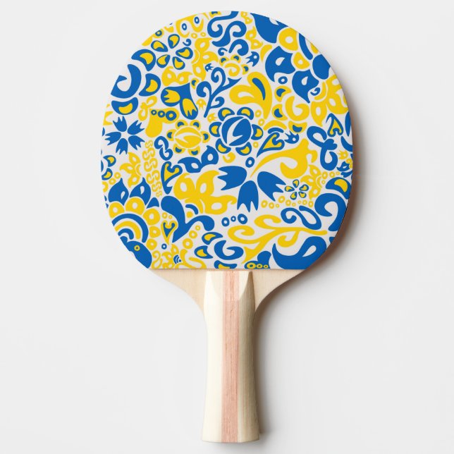 Folklore pattern with Ukrainian flag colours  Ping Pong Paddle (Front)