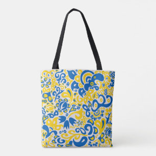 Folklore pattern with Ukrainian flag colours  Tote Bag