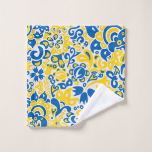 Folklore pattern with Ukrainian flag colours  Wash Cloth