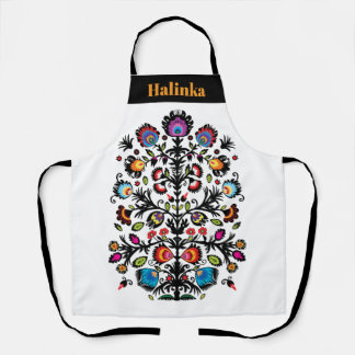 Folklore with black cut-out Wycinanki Apron