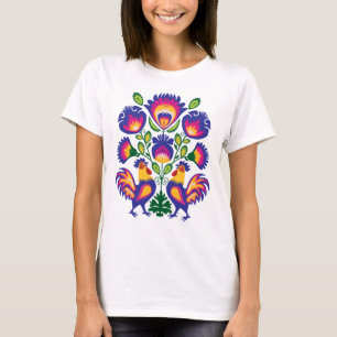 Folklore with pink roosters T-Shirt
