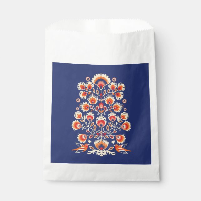💙💛🧡Folklore with yellow flowers and birds Favour Bags (Front)