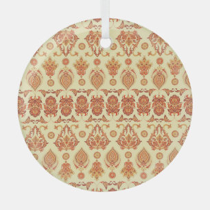 Folkloric Batik Floral Ethnic Pattern Glass Tree Decoration