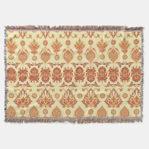 Folkloric Batik Floral Ethnic Pattern Throw Blanket