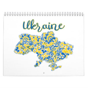 Folkloric pattern and Ukraine typography Calendar
