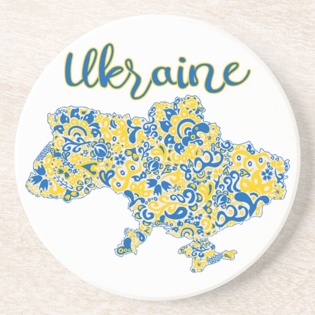 Folkloric pattern and Ukraine typography Coaster (Front)