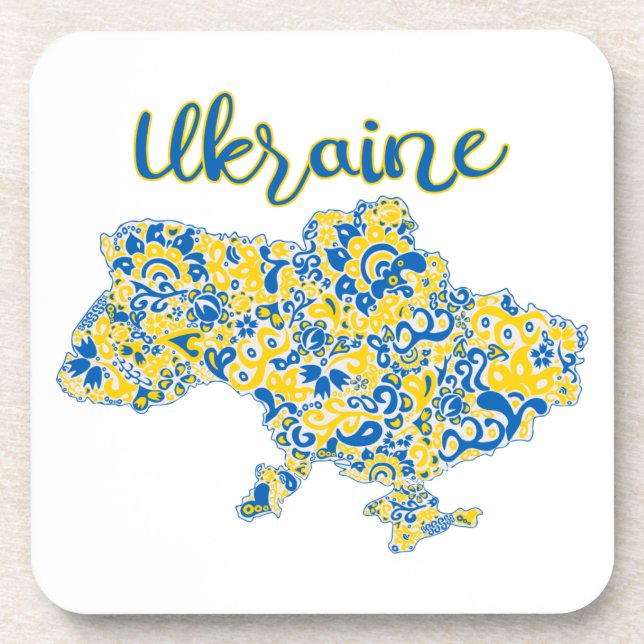 Folkloric pattern and Ukraine typography   Coaster (Front)