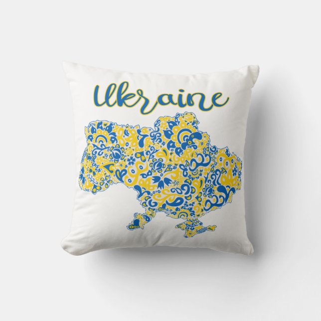 Folkloric pattern and Ukraine typography  Cushion (Front)