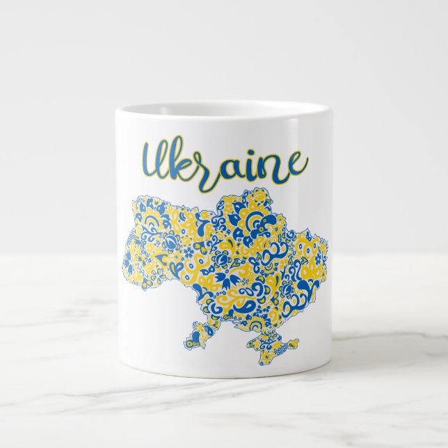 Folkloric pattern and Ukraine typography   Large Coffee Mug (Front)