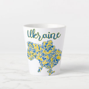 Folkloric pattern and Ukraine typography  Latte Mug