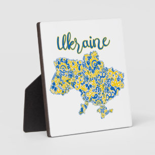 Folkloric pattern and Ukraine typography Plaque
