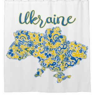 Folkloric pattern and Ukraine typography   Shower Curtain