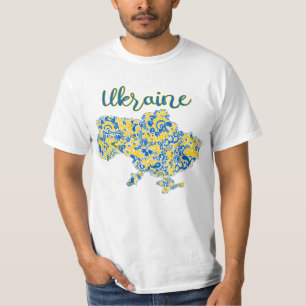 Folkloric pattern and Ukraine typography T-Shirt