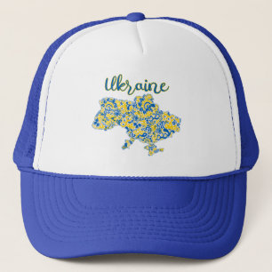 Folkloric pattern and Ukraine typography Trucker Hat