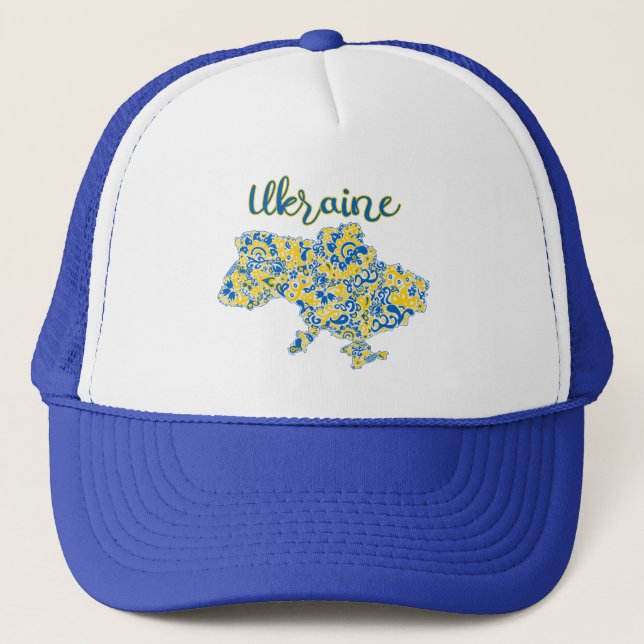 Folkloric pattern and Ukraine typography  Trucker Hat (Front)