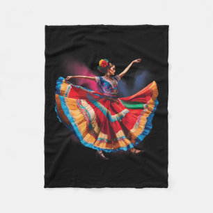 Folklorico Woman Dancing Mexican Heritage Folk Dan Fleece Blanket
