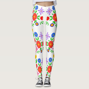 Folkloristic patterns flowers leggings