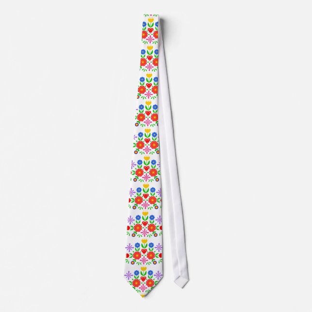 Folkloristic patterns flowers tie (Front)