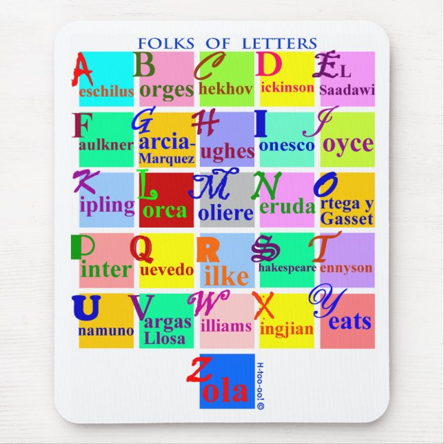 Folks of Letters Mouse Mat (Front)