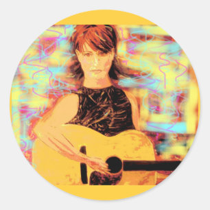 folksinger girl classic round sticker
