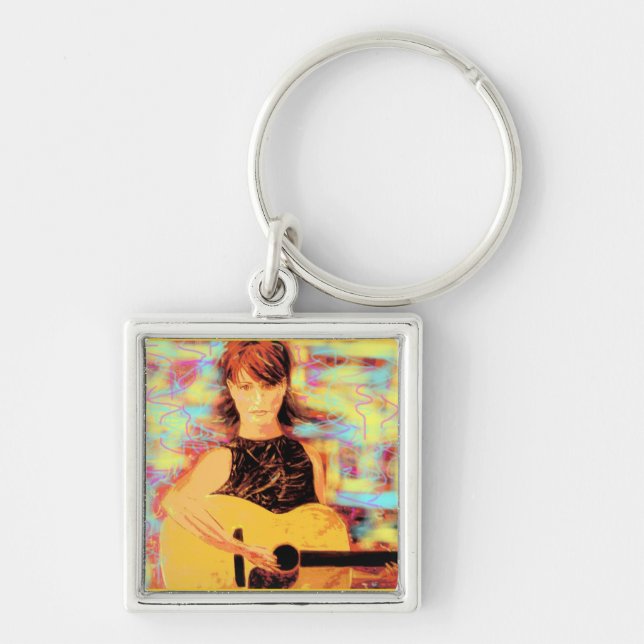 folksinger girl key ring (Front)