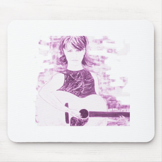 folksinger girl sepia tone mouse mat (Front)