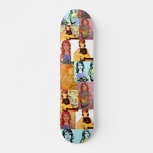 folksinger girls collage skateboard (Front)
