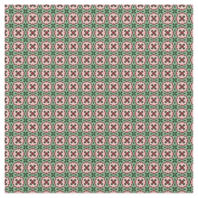 Folksy Bohemian Eclectic Retro Christmas Pattern Fabric (Close Up)