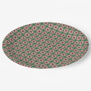 Folksy Bohemian Eclectic Retro Christmas Pattern Paper Plate