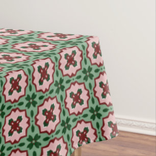 Folksy Bohemian Eclectic Retro Christmas Pattern Tablecloth