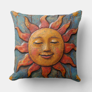Folksy Celestial Sun Cushion