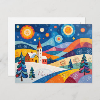 Folksy Christmas   Holiday Postcard