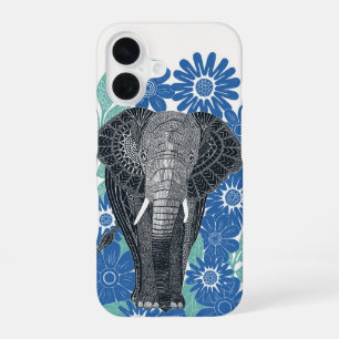 folksy elephant blue iPhone 16 case