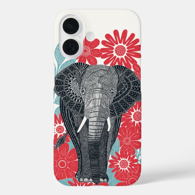 folksy elephant red Case-Mate iPhone case (Back)