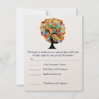 Folksy Flower Tree Whimsical Wedding RSVP