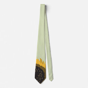 Folksy Green Sunflower Wedding Striped Tie