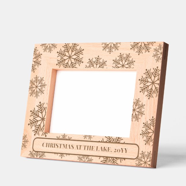 Folksy Nordic Snowflake Winter Christmas Your Text Etched Frames (Left)