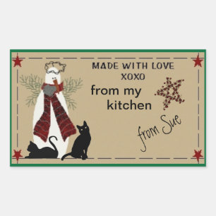 Folksy Snowman and Cats Treat Labels