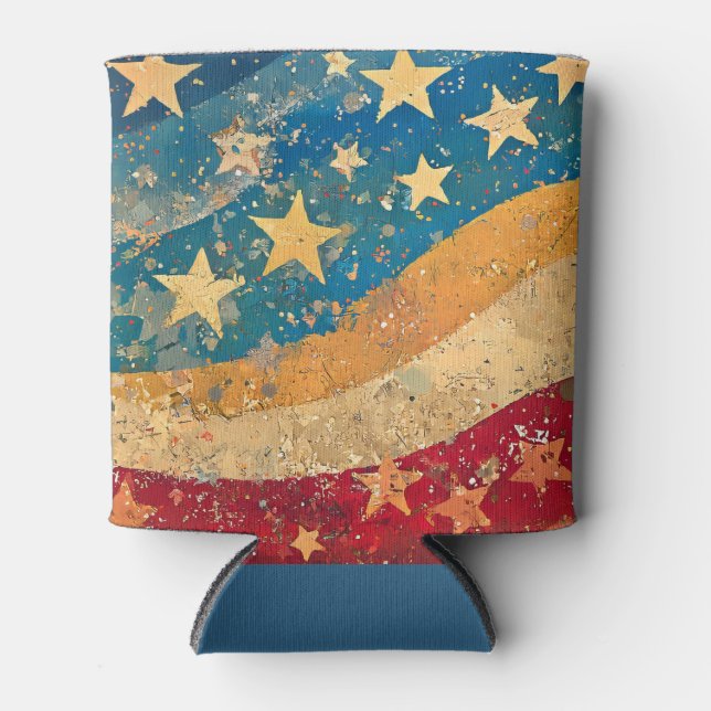 Folksy Stars and Stripes Can Cooler (Front)