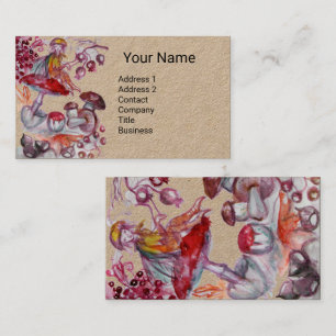 FOLLET OF MUSHROOMS Red White Floral Fantasy Kraft Business Card