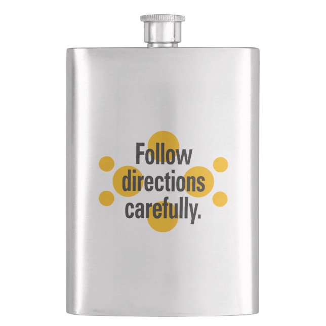 Follow directions carefully Orange Spots Hip Flask (Front)