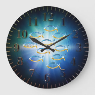Follow Him - Christian Fish Symbol Large Clock