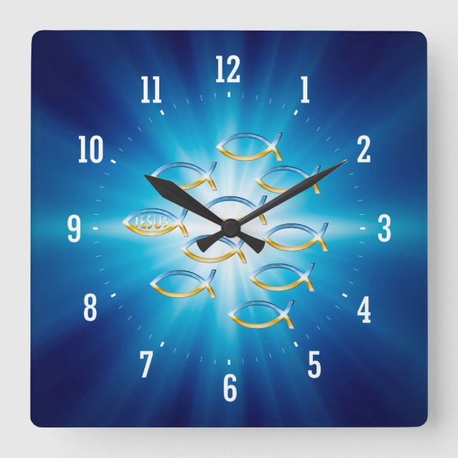 Follow Him - Christian Fish Symbol Wall Clock (Front)