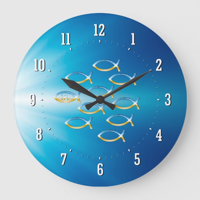 Follow Him | Christian Fish Symbol Wall Clock (Front)