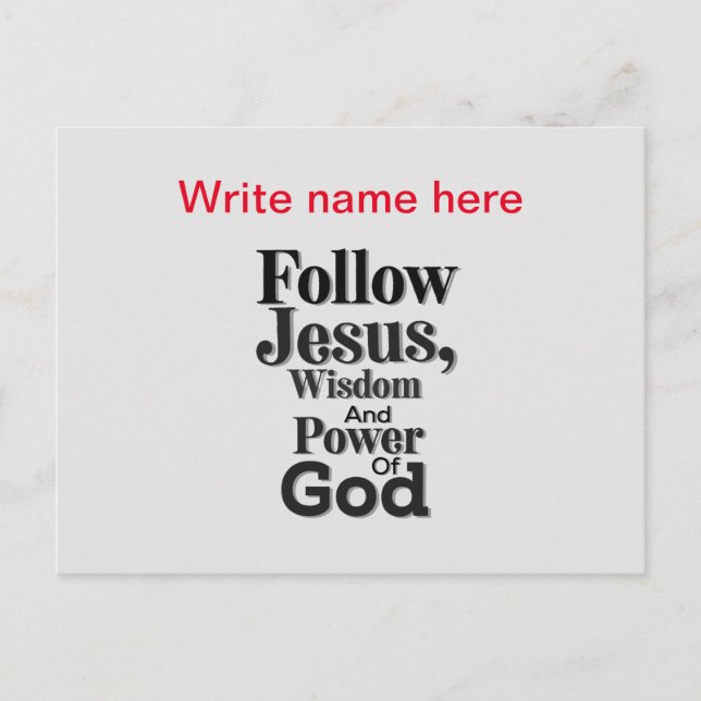 Follow Jesus Personalised  Postcard (Front)