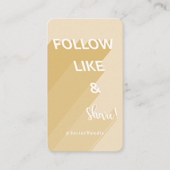 Follow, Like & Share Golden Social Media Photo Business Card (Front)